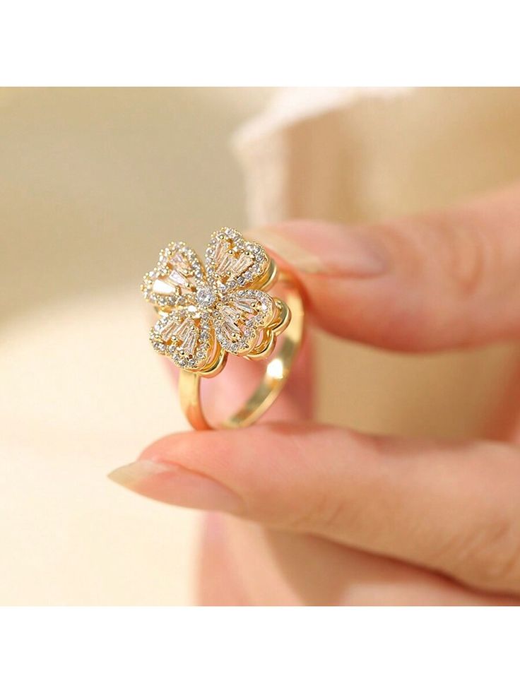 Anillo Trebol Corazon Giratorio +CAJA DP