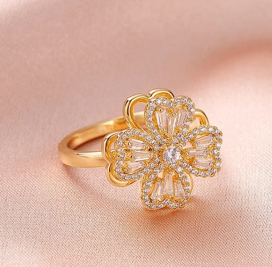Anillo Trebol Corazon Giratorio +CAJA DP