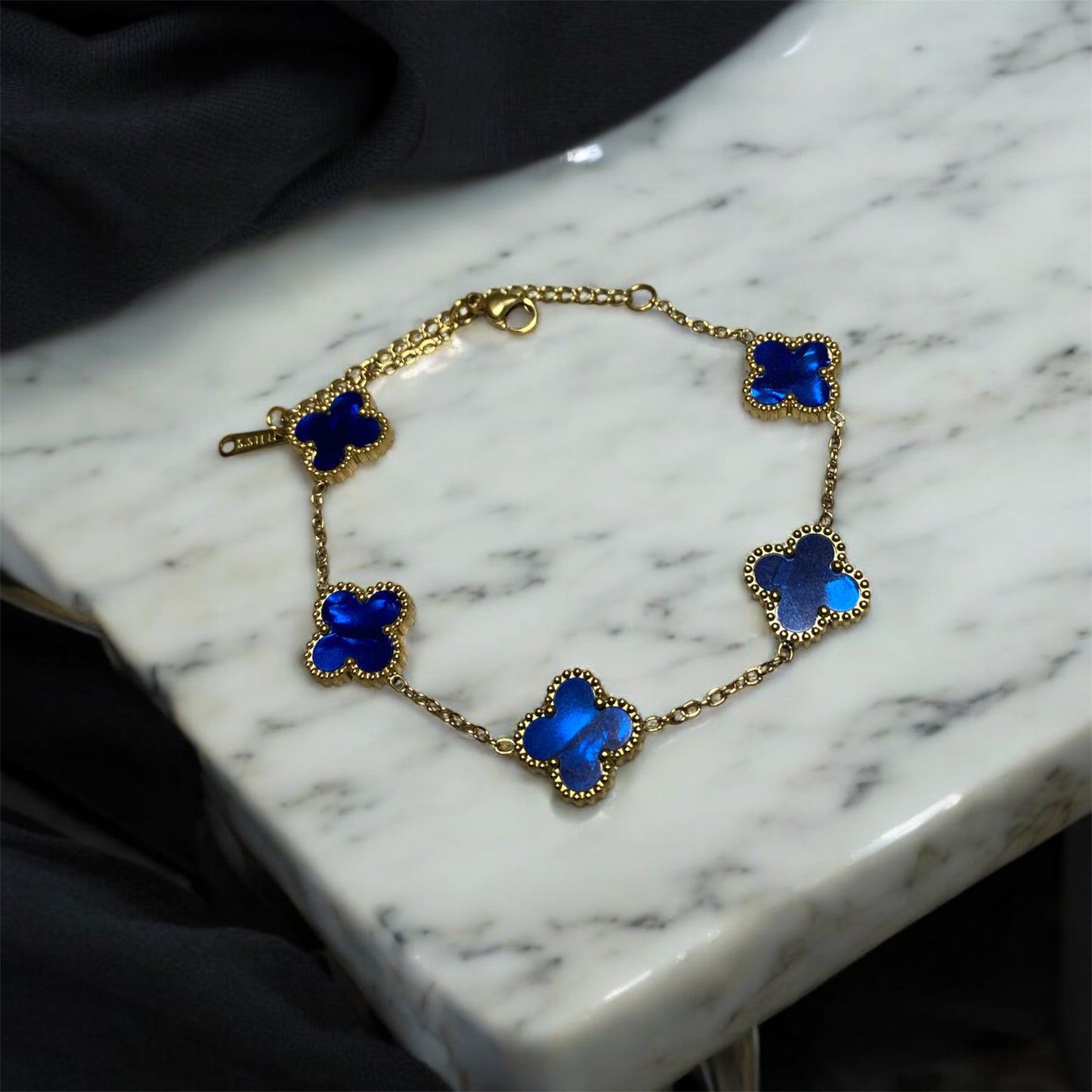 pulsera de trebol van cleef azul marmoleado
