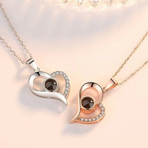 Collar Te amo 100 idiomas + CAJA LUJO