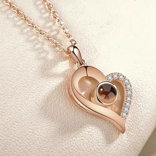 Collar Te amo 100 idiomas + CAJA LUJO