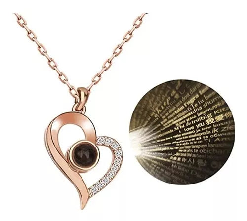 Collar Te amo 100 idiomas + CAJA LUJO