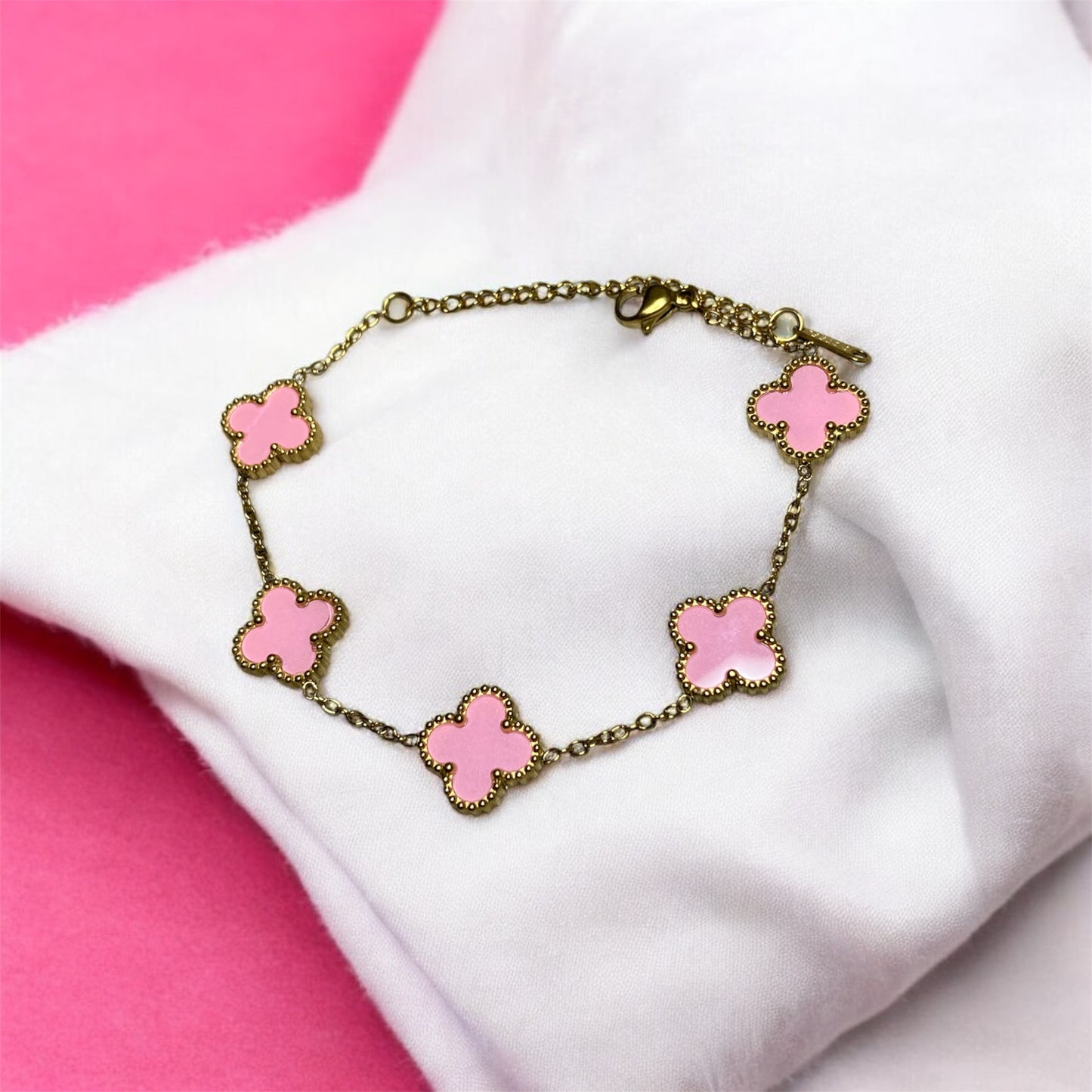 pulsera de trebol van cleef rosa