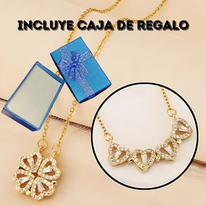 Combo Anillo Trébol Giratorio + Collar Corazón