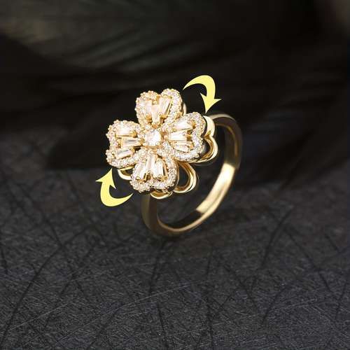 Anillo Trebol Corazon Giratorio +CAJA DP