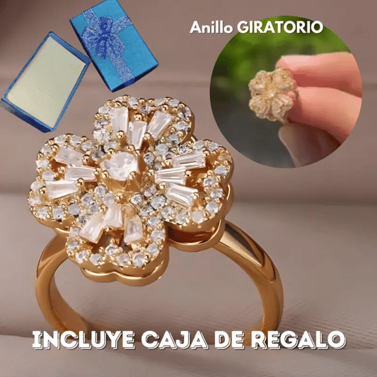Anillo Trebol Corazon Giratorio +CAJA DP