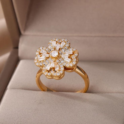 Anillo Trebol Corazon Giratorio +CAJA DP