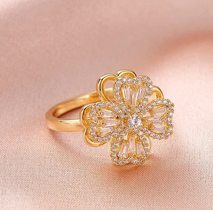 Anillo Trebol Corazon Giratorio +CAJA DP