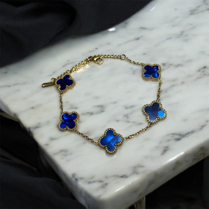 pulsera de trebol van cleef azul marmoleado