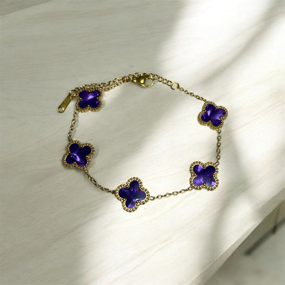 pulsera de trebol van cleef morada o violeta
